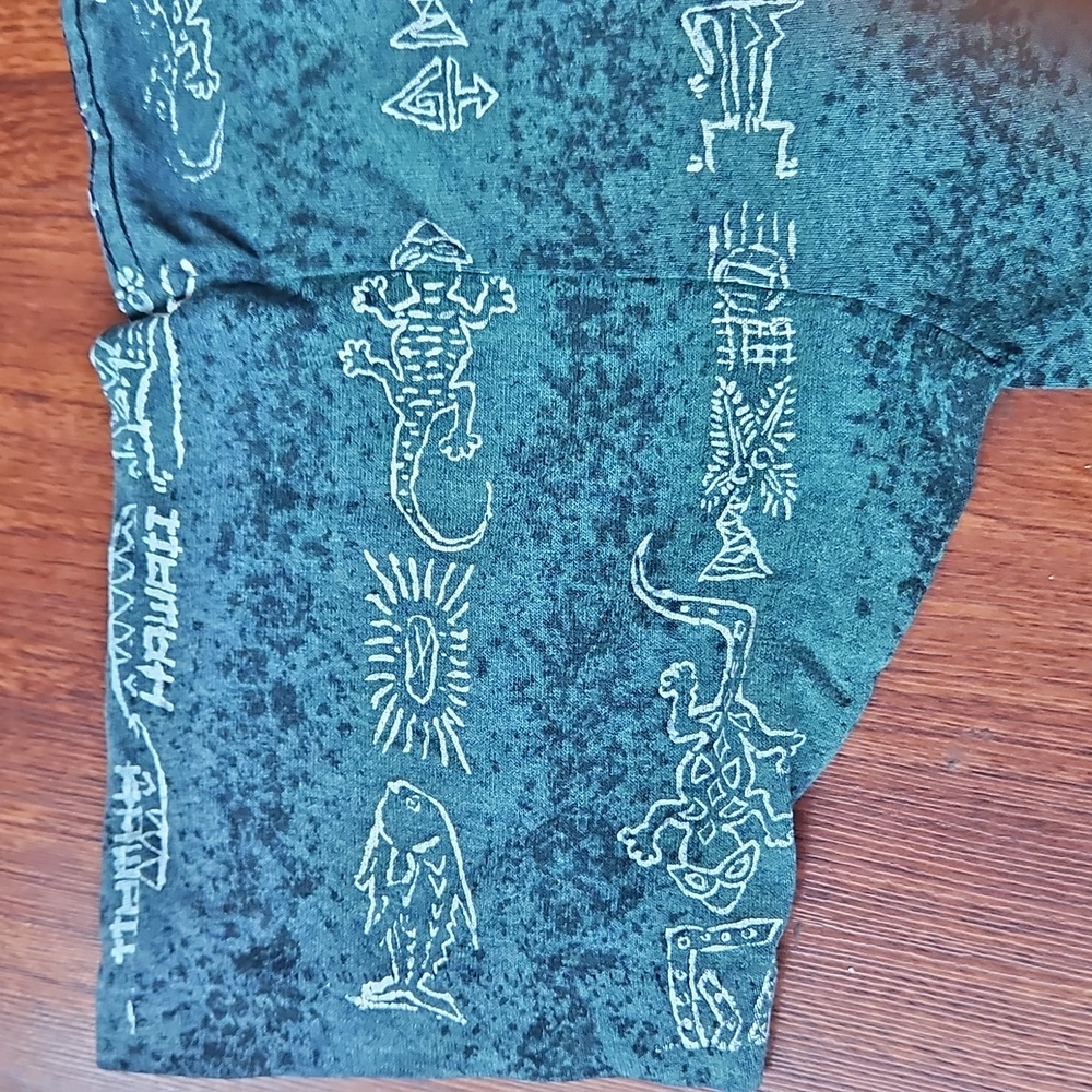 80s 90s Gecko Hawaii All Over Print T-Shirt Teal Green Surf Skate MED, Single S - Picture 5 of 7
